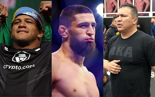 Burns and Chimaev (left and center, images courtesy of Getty); Mendez (right, image courtesy of @akajav Instagram)