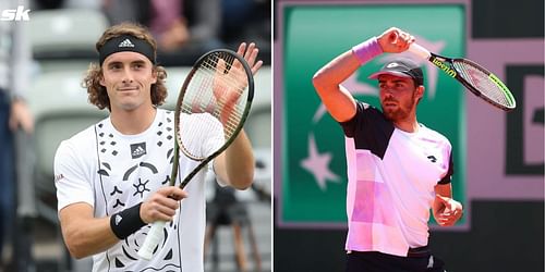 Stefanos Tsitsipas (L) and Benjamin Bonzi.