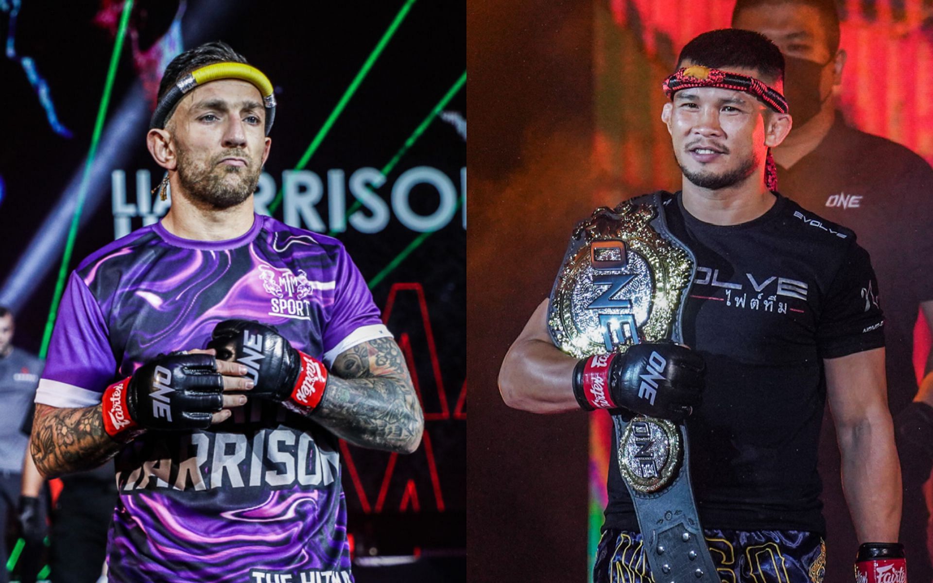 Nong-O Gaiyanghadao (right) admits that one of his favorite athletes is Liam Harrison (left). [Photos ONE Championship]