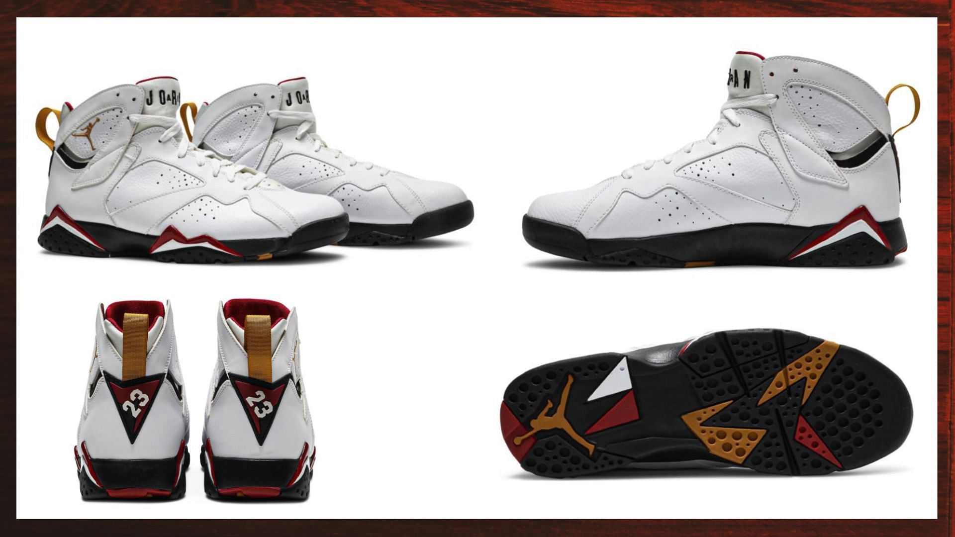 Take a closer look at the Air Jordan 7 Cardinal sneakers (Image via Sportskeeda)