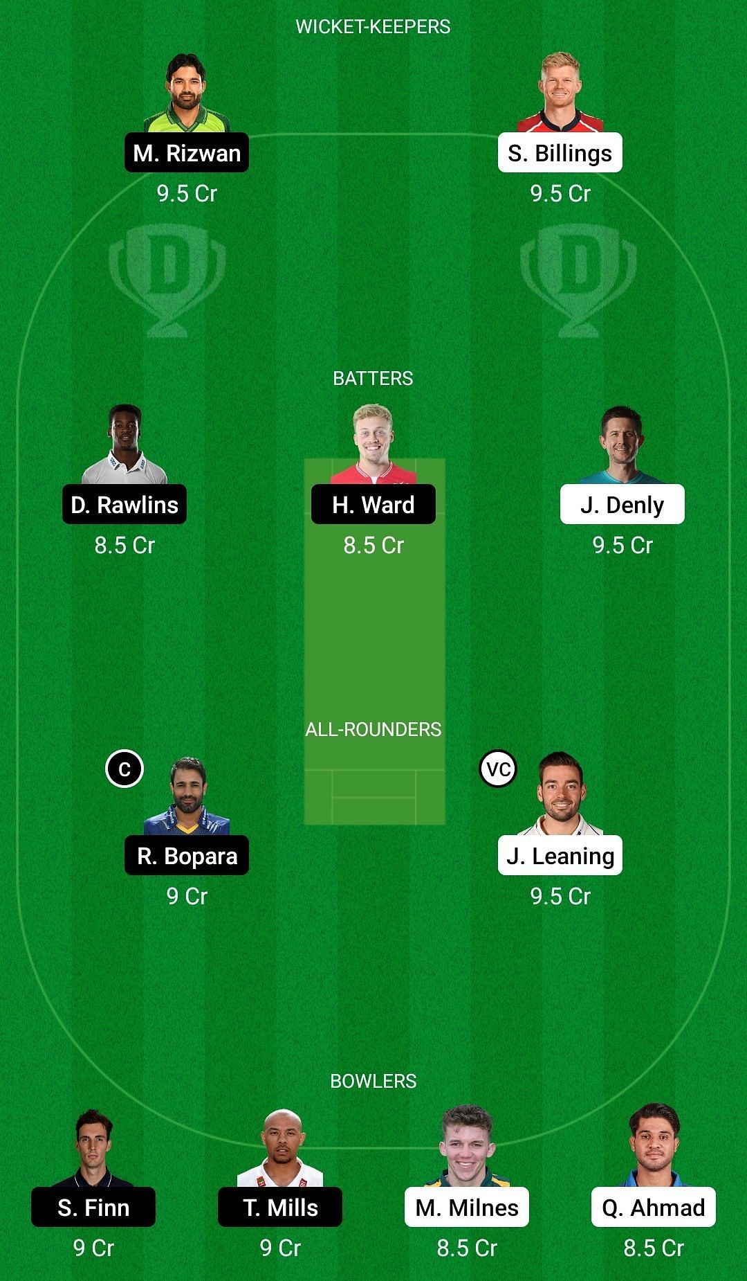 Dream11 Team for Kent vs Sussex - T20 Blast 2022.