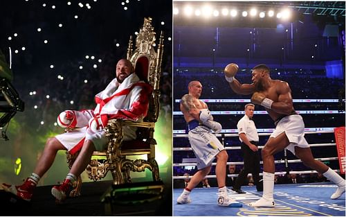 Tyson Fury (L) doesn't have a strong want to face the winner of Oleksandr Usyk vs. Anthony Joshua 2 (R).