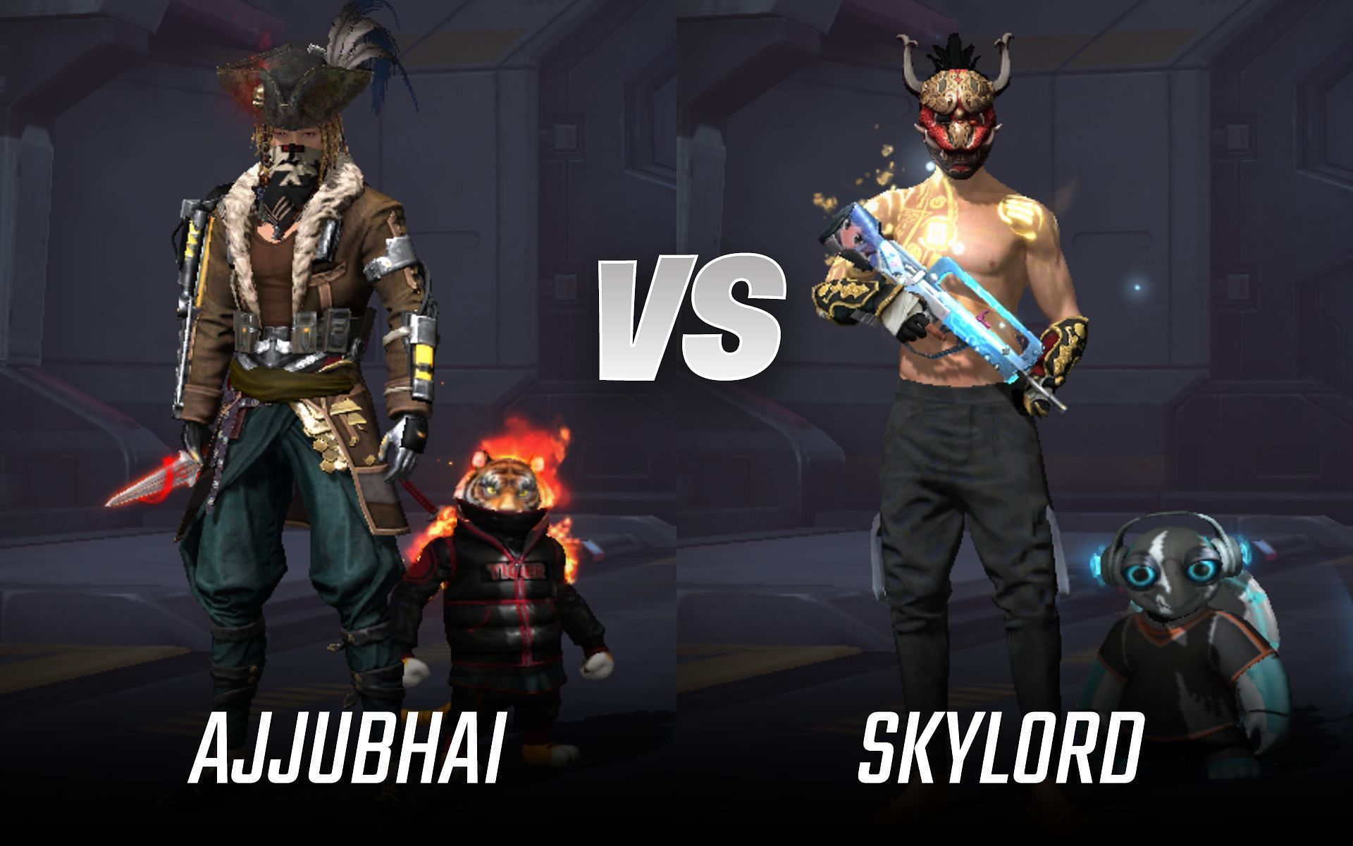 Comparing the stats of Ajjubhai and Skylord in Free Fire (Image via Garena)