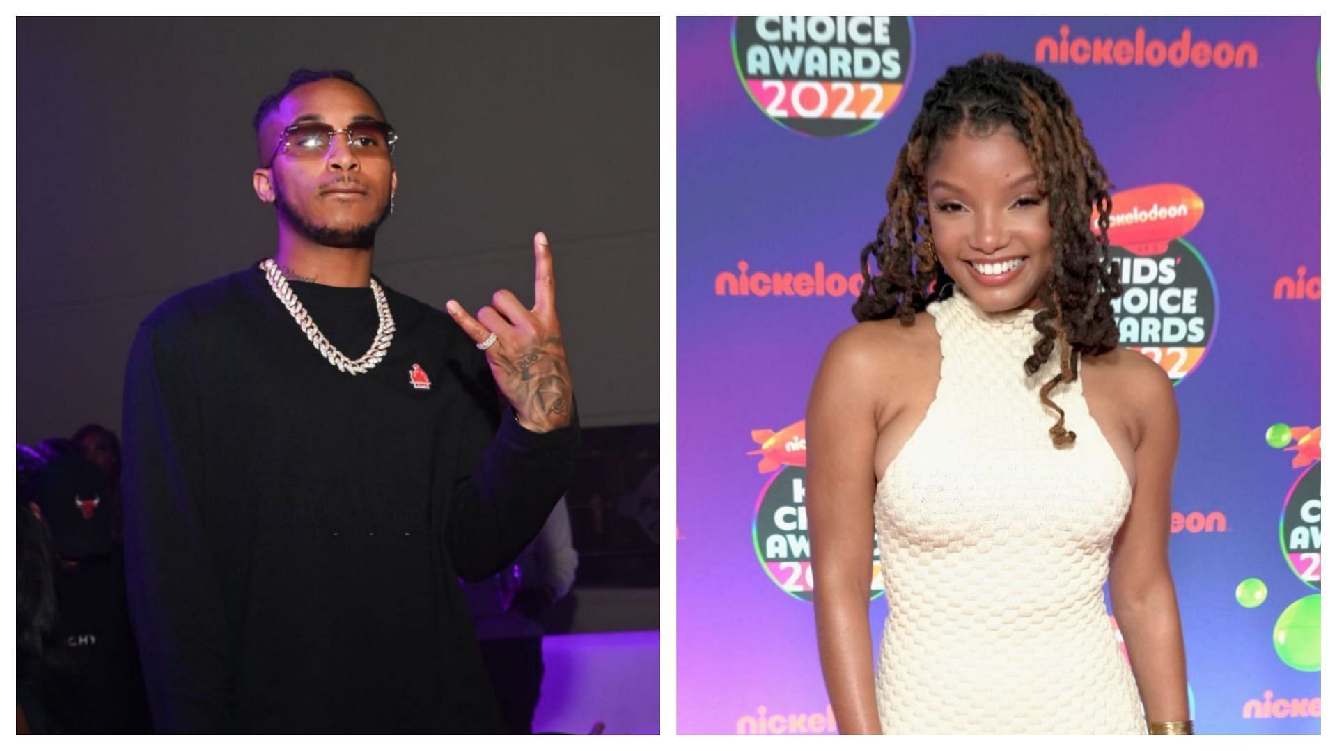 DDG and Halle Bailey&#039;s sparked romance rumors in early 2022 (Images via Prince Williams and Kevin Mazur/Getty Images)