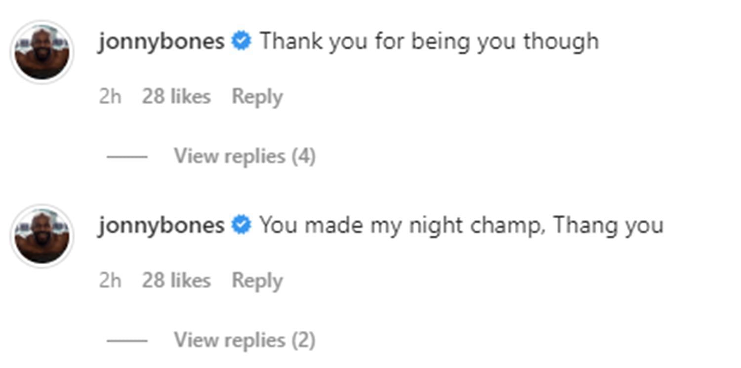 Screenshot of  Jones' response to Evander Holyfield