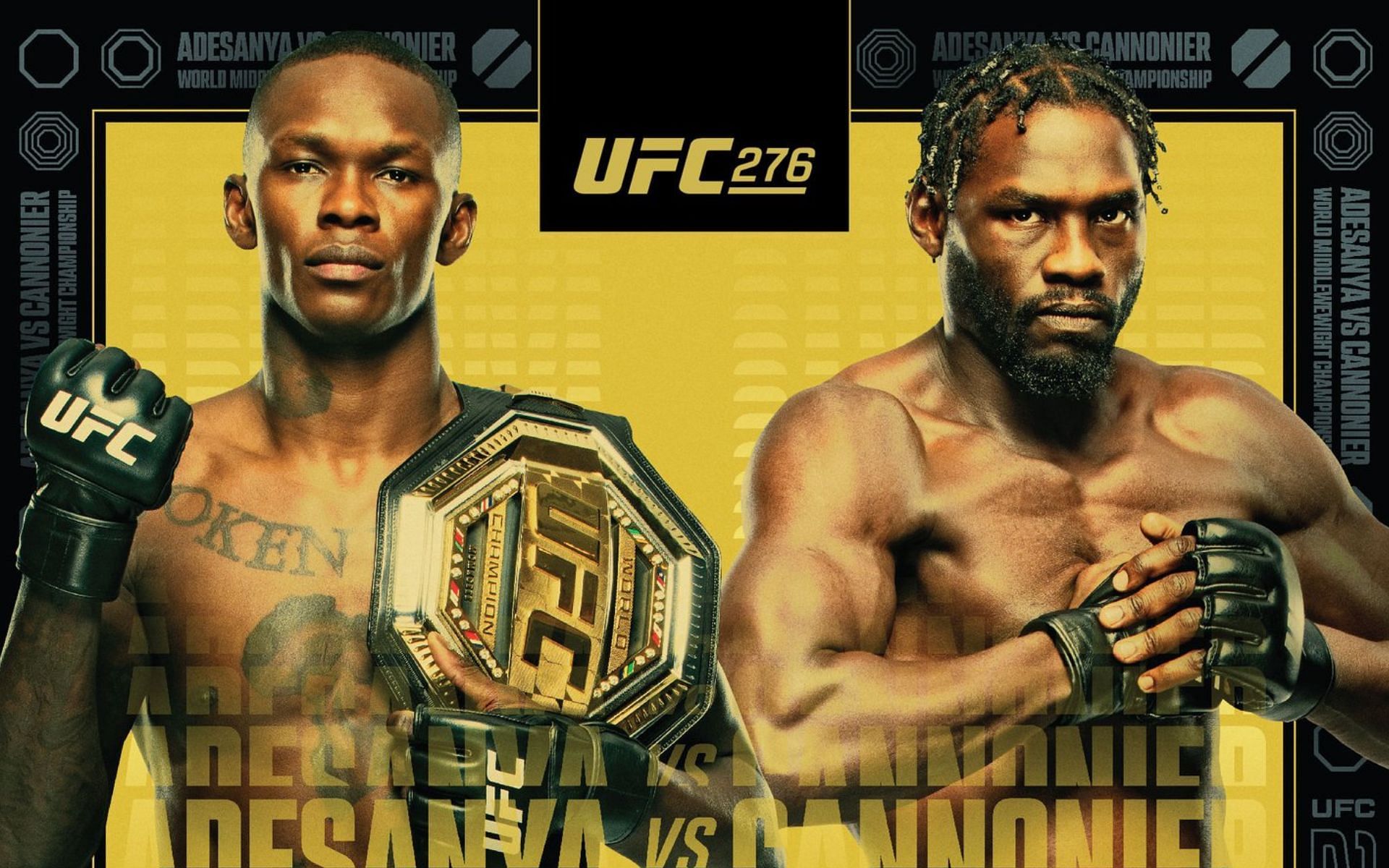 Official Poster of UFC 276 featuring Israel Adesanya (L) and Jared Cannonier (R). [Image via. @ufc on instagram]