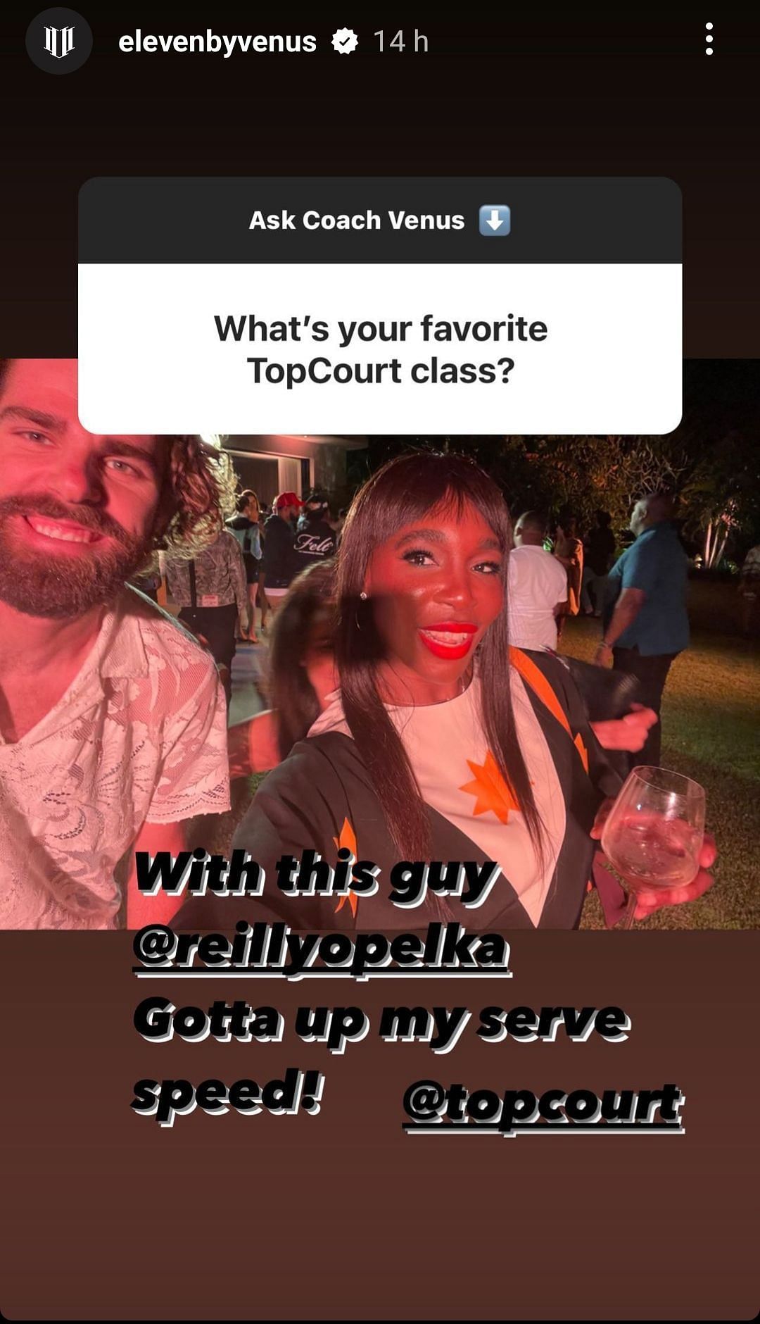 Venus Williams referred to Reilly Opelka&#039;s huge serve by sharing a picture in her Q&amp;A