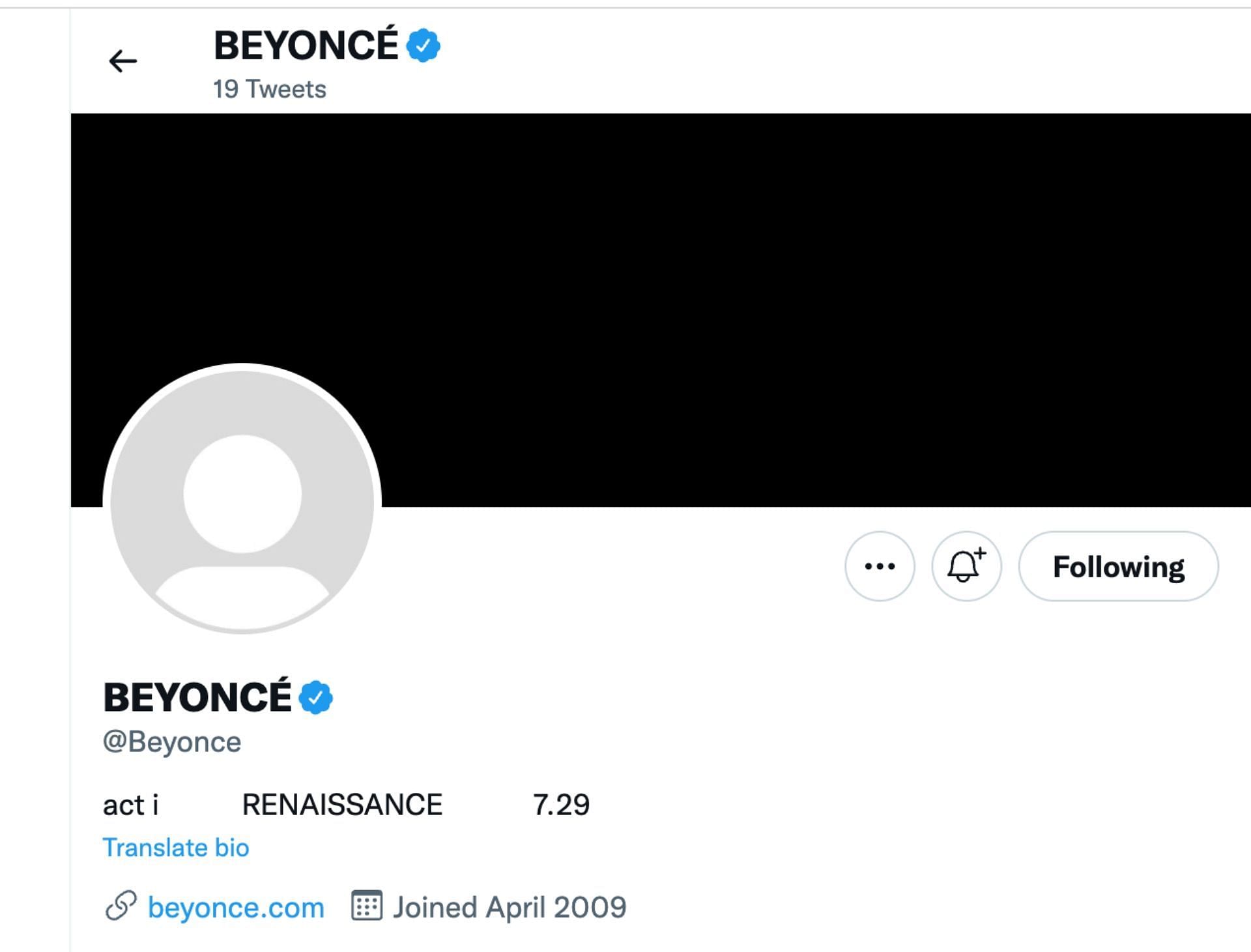 Beyonce has removed the display picture from her social media accounts. (Image via Twitter)