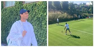 In pictures: Rafael Nadal trains at Wimbledon after arriving in London