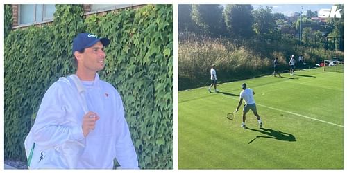 Rafael Nadal arrives for his practice session at Wimbledon