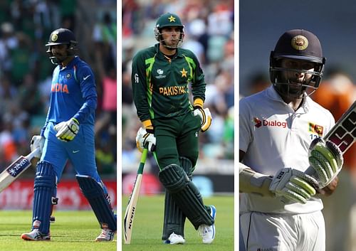 Good averages, but where's that century? Ravindra Jadeja, Misbah-ul-Haq and Niroshan Dickwella. (From left to right).