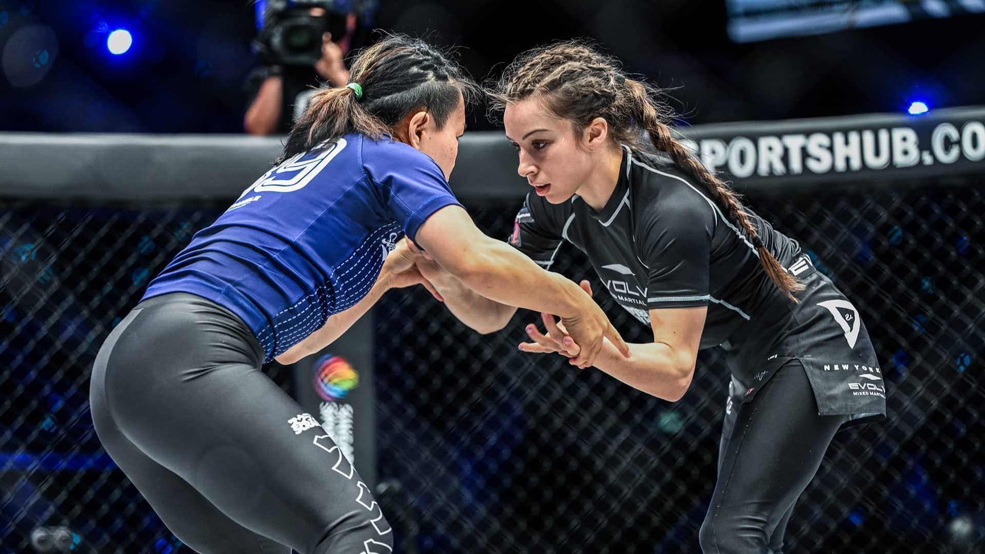 Mei Yamaguchi (left) grapples with Danielle Kelly (right) at ONE X [Photo Credit: ONE Championship]