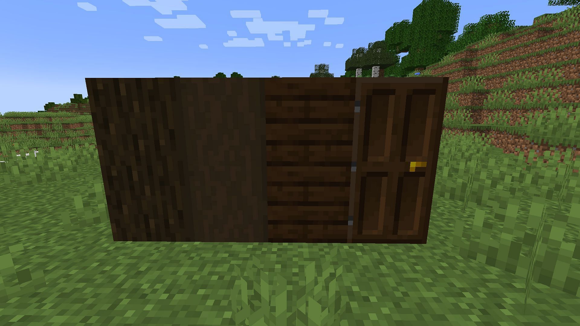 Dark oak wood and some of its different blocks (Image via Minecraft)