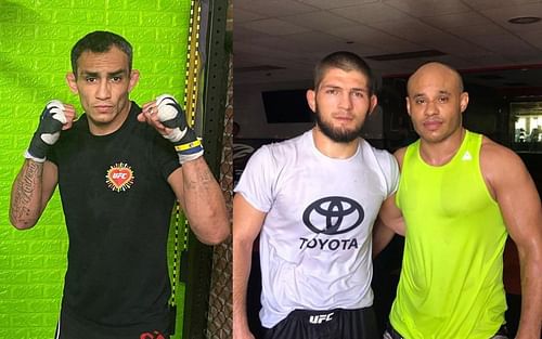 (L-R) Tony Ferguson, Khabib Nurmagomedov and Ali Abdelaziz [Images courtesy @tonyfergusonxt and @aliabdelaziz000 on Instagram]