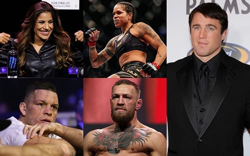 Pena and Nunes (top left and center); Diaz and McGregor (bottom left and center); Sonnen (right)