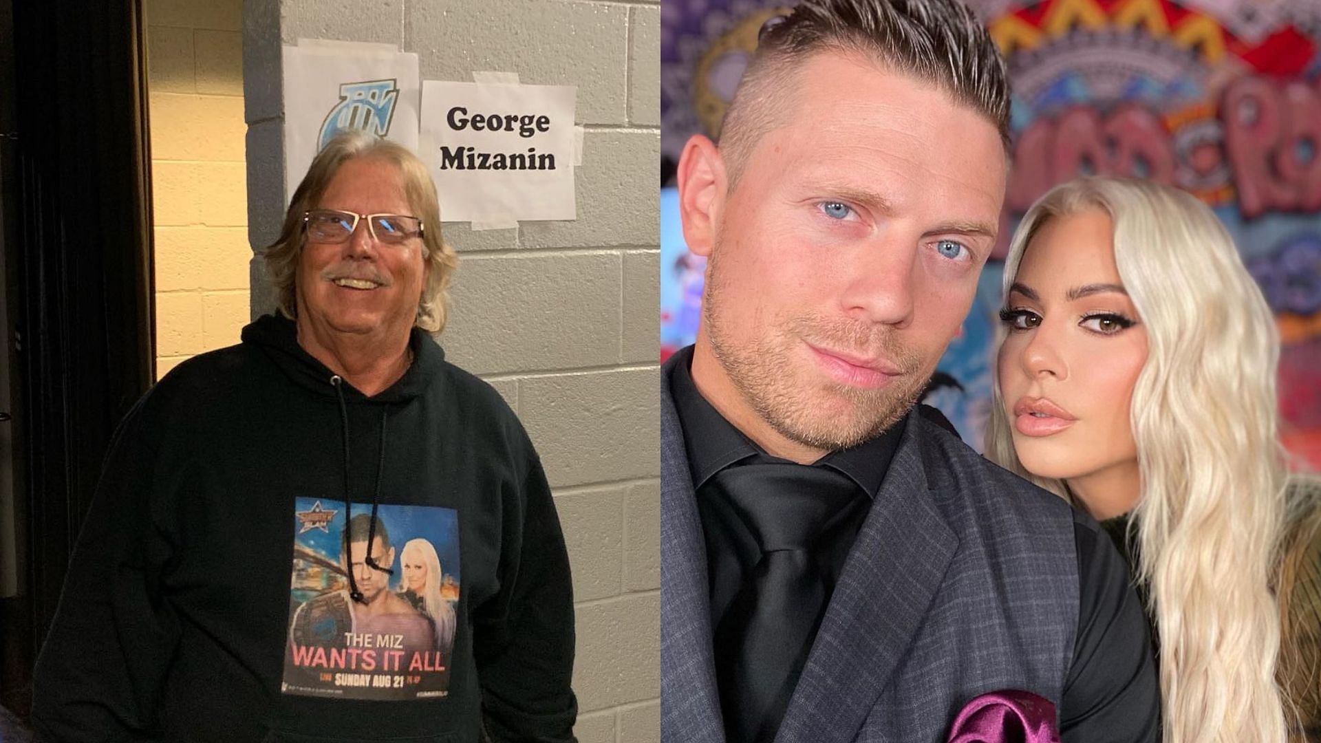 George Mizanin [Left], and WWE couple Mike Mizanin and Maryse [Right] (Image via Mike &quot;The Miz&quot; Mizanin/ Facebook)