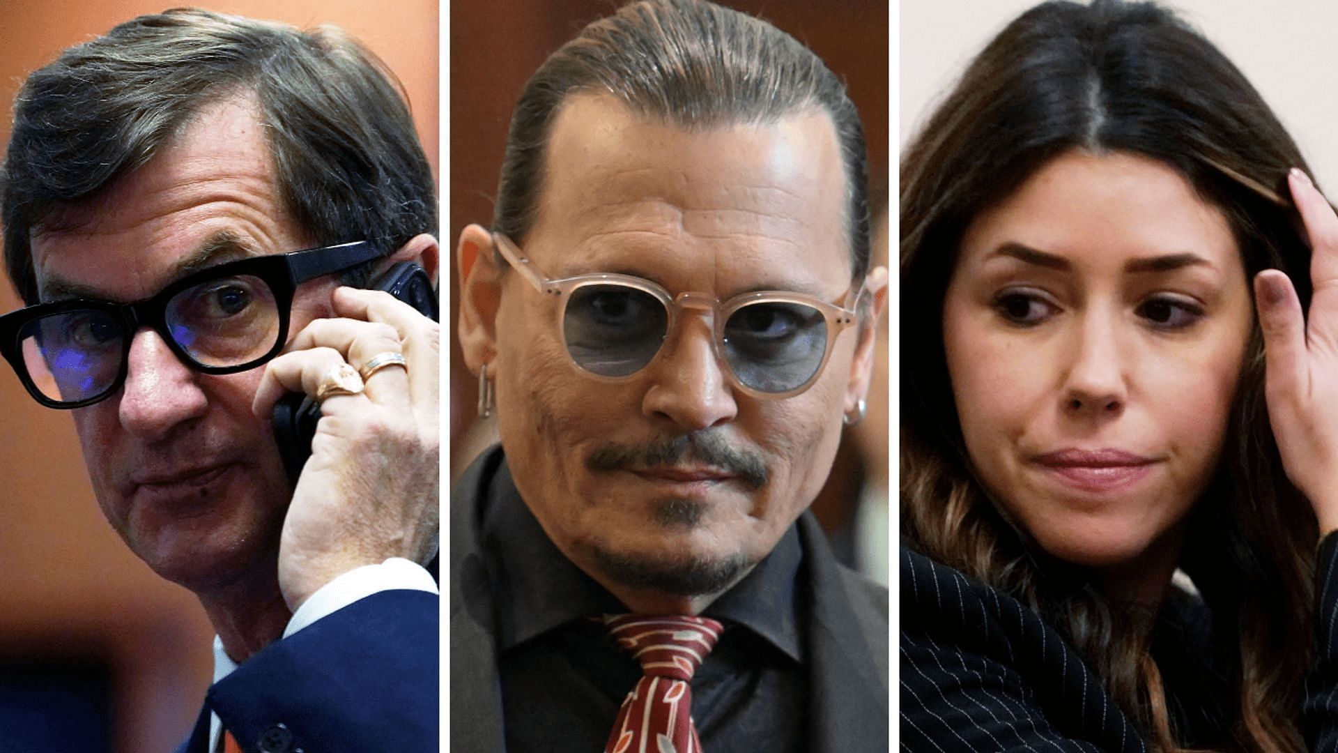 Camille Vasquez and Benjamin Chew address the media after winning Johnny Depp&#039;s defamation case (Image via Getty)