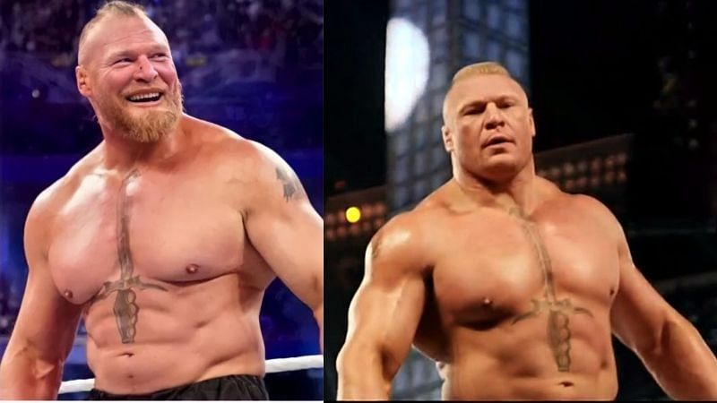 WWE सुपरस्टार ब्रॉक लैसनर का दाढ़ी और बिना दाढ़ी वाला लुक