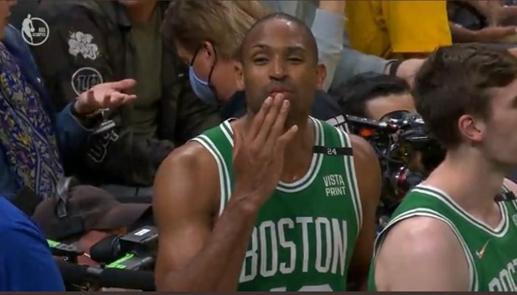 Al Horford blowing a kiss to the crowd in the Bay Area