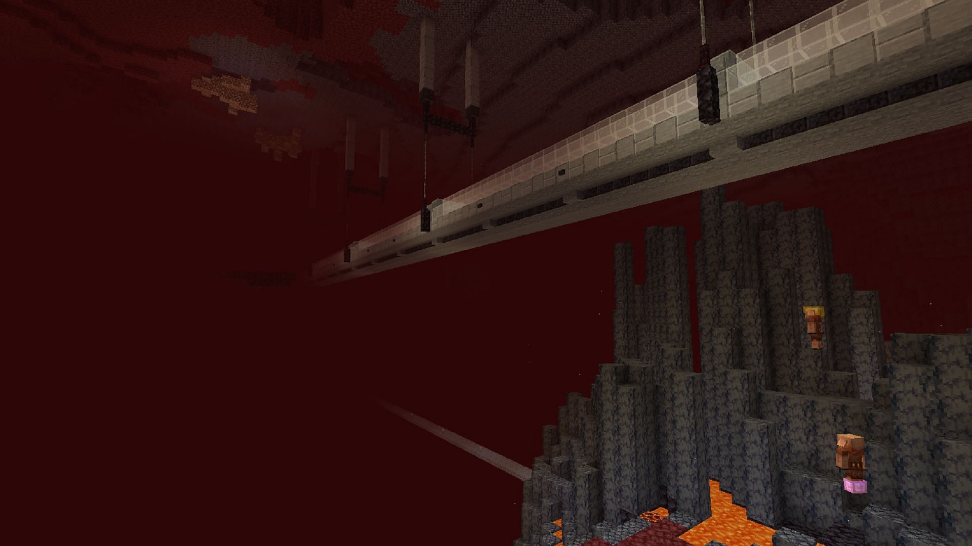 This highway allows for convenient travel throughout the Nether (Image via u/Swan2Bee/Reddit)