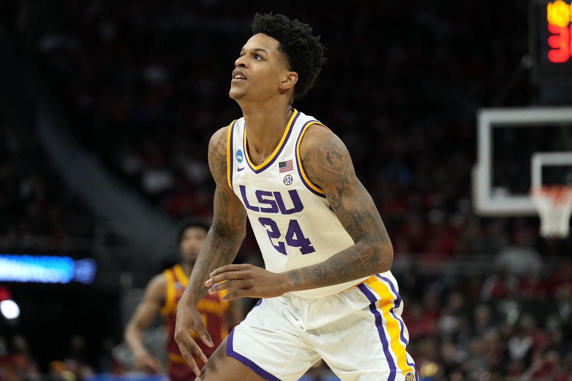 Shareef O&#039;Neal of the LSU Tigers against Iowa State.