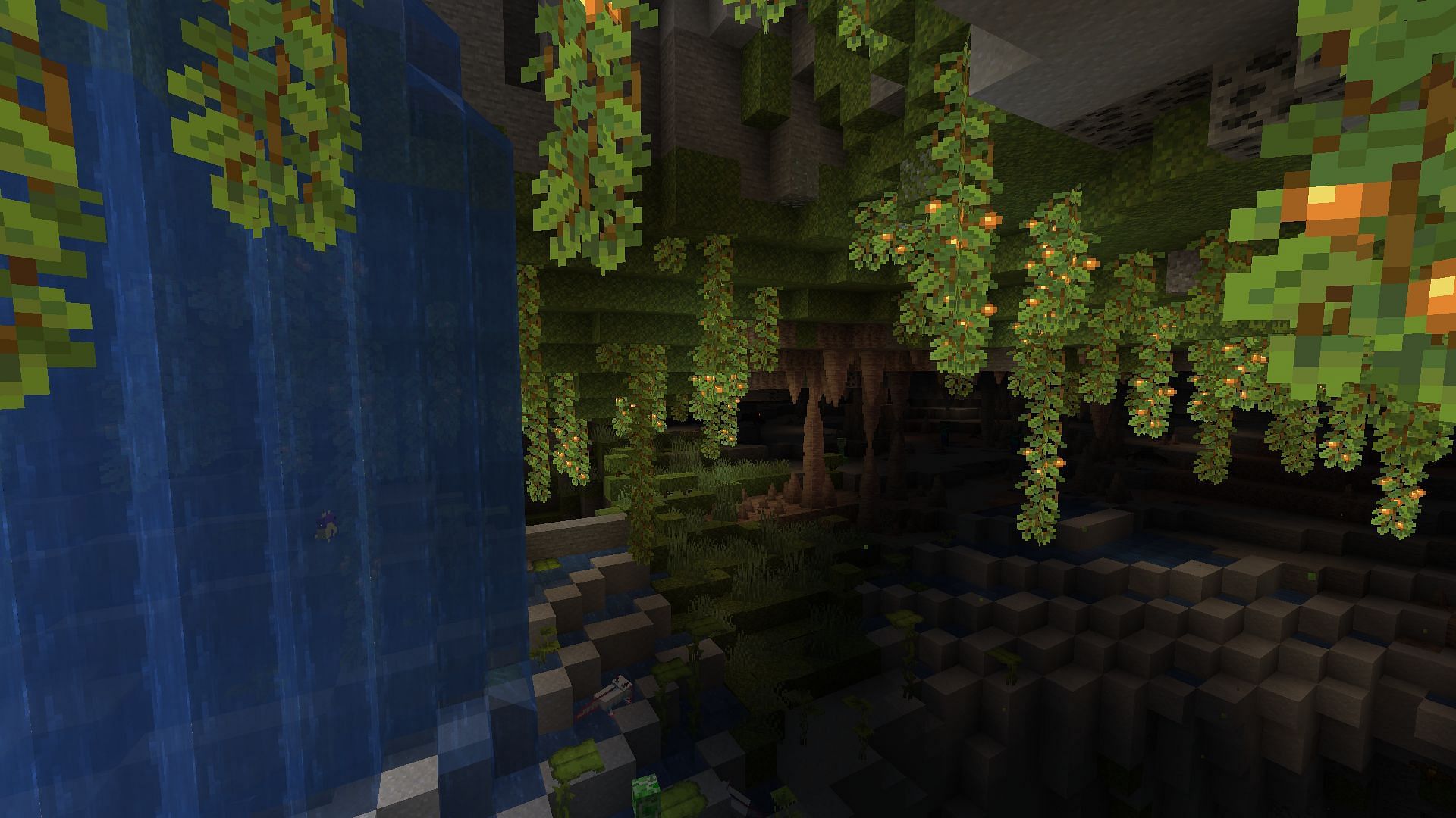 The lush cave found with the seed (Image via Minecraft)