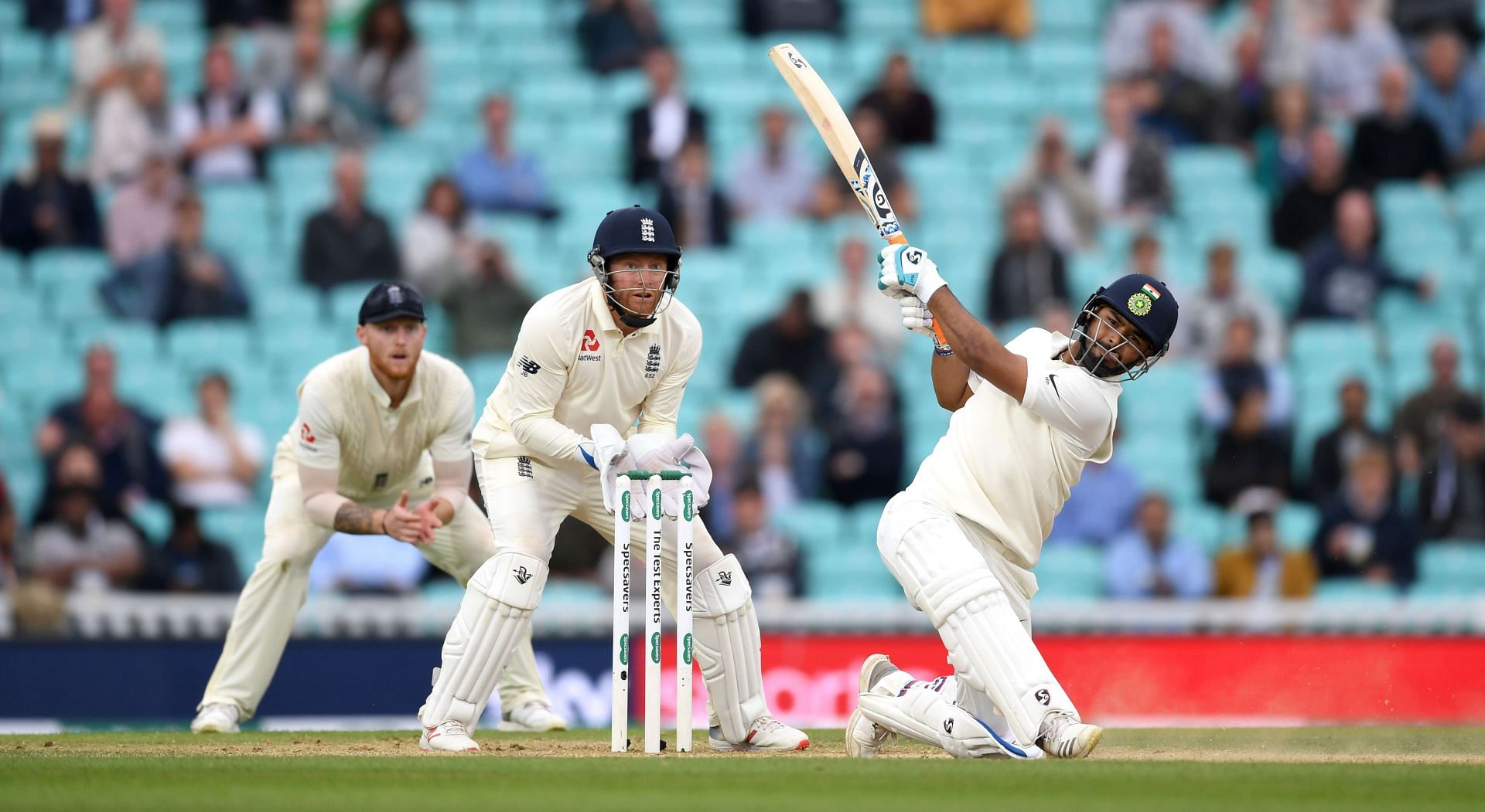 Rishabh Pant playing a slog sweep against England