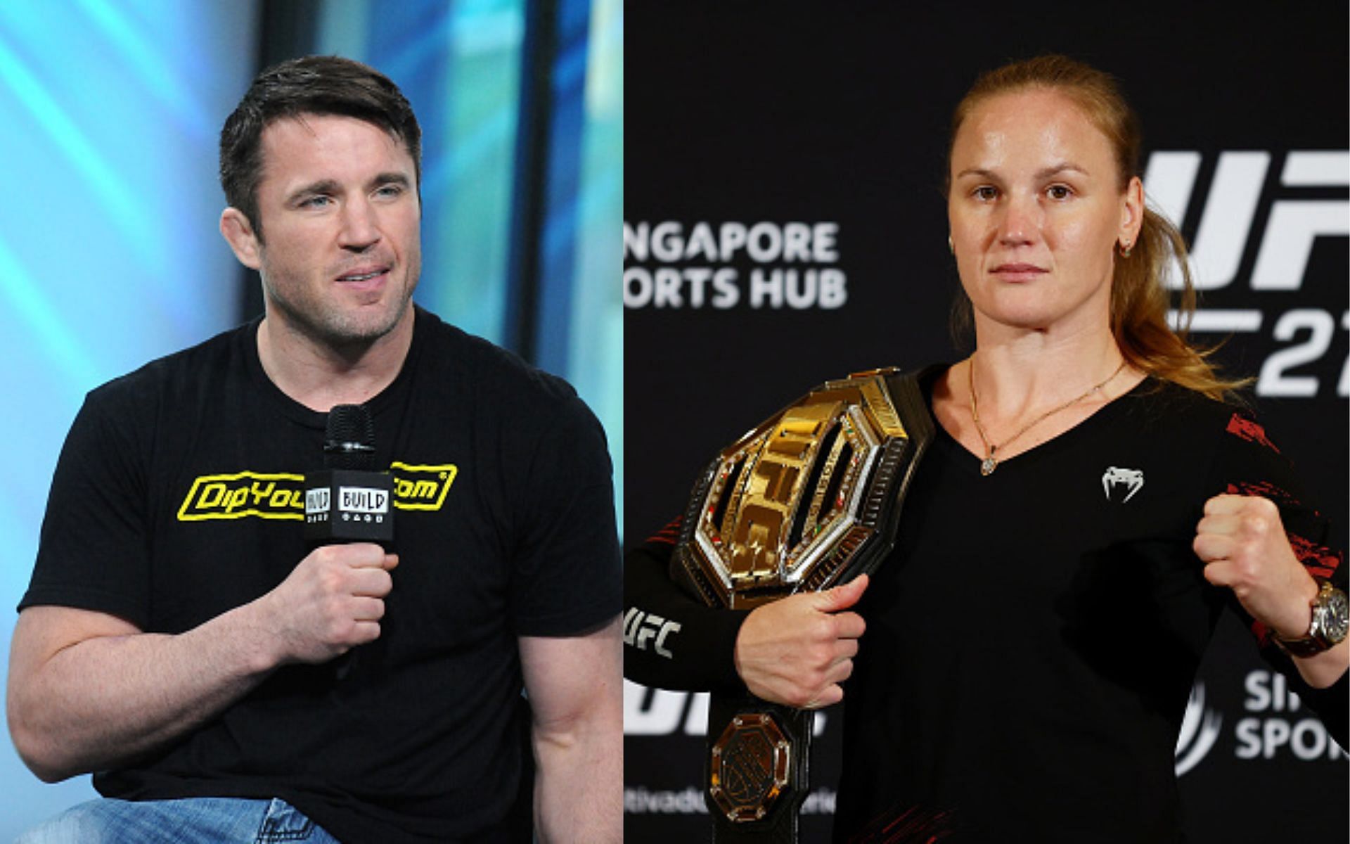 Chael Sonnen (left) and Valentina Shevchenko (right)(Images via Getty)