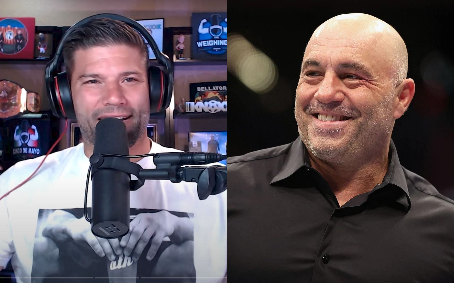 Josh Thomson(L); Joe Rogan(R). [Image via Youtube/WeighingIn and @getty]