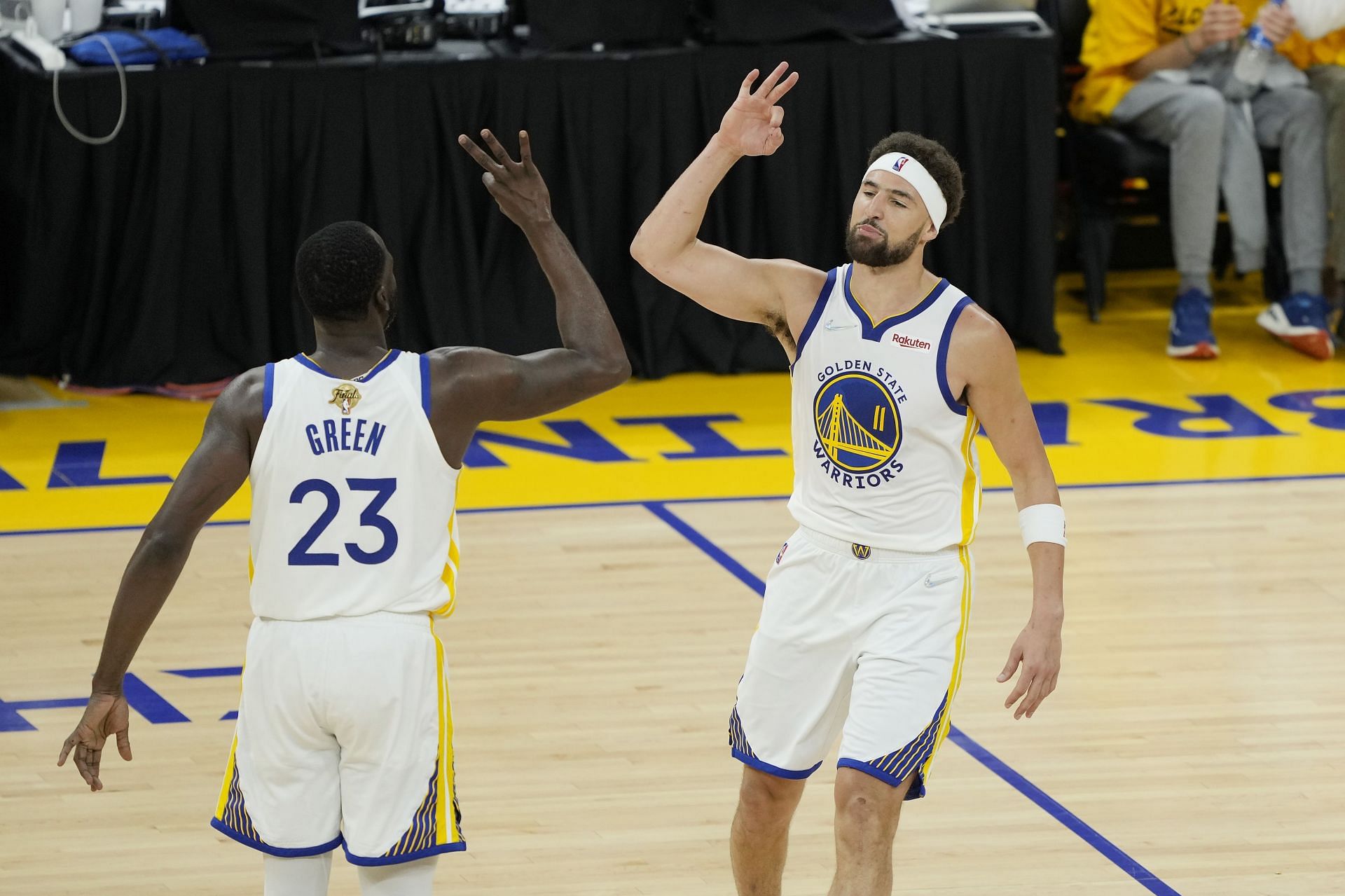 Draymond Green and Klay Thompson in the 2022 NBA Finals - Game Two