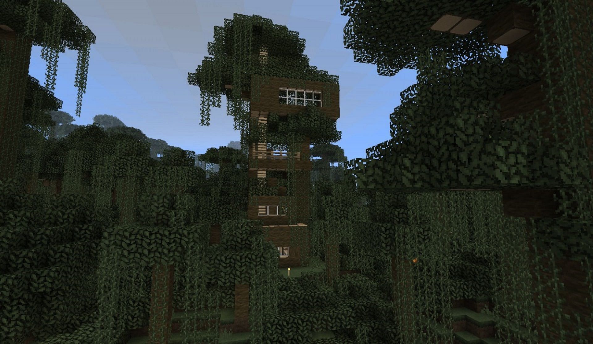 A miniature treehouse in Minecraft 1.19 (Image via 9Minecraft)