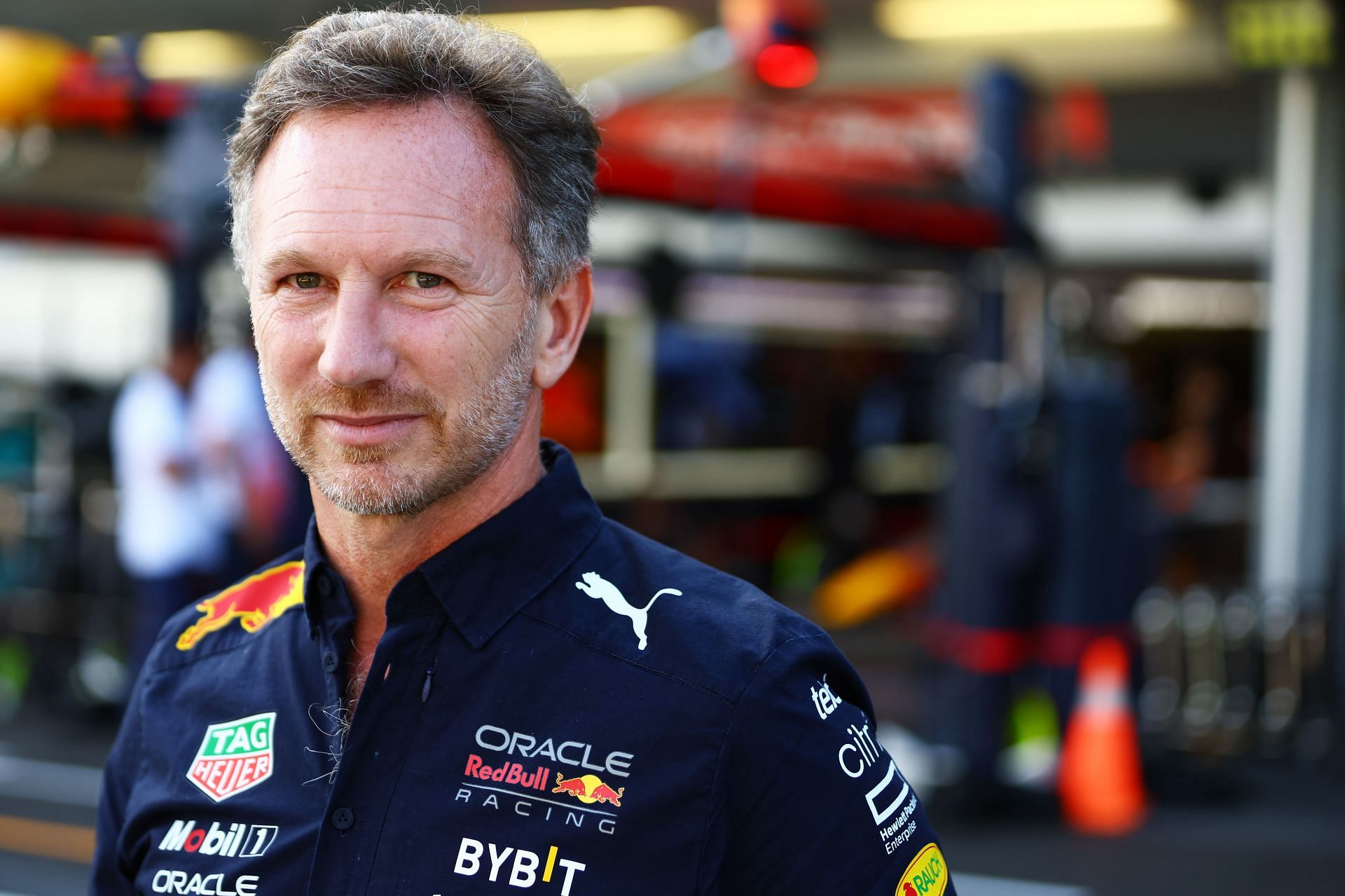Red Bull Racing team principal Christian Horner during qualifying ahead of the 2022 F1 Grand Prix of Azerbaijan (Photo by Mark Thompson/Getty Images)