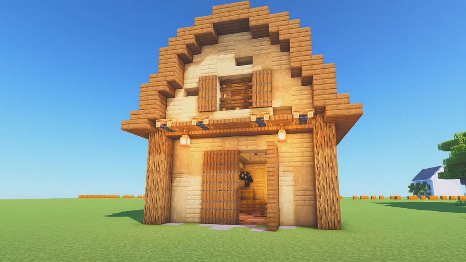 This barn utilizes basic materials (Image via SheepGG/YouTube)