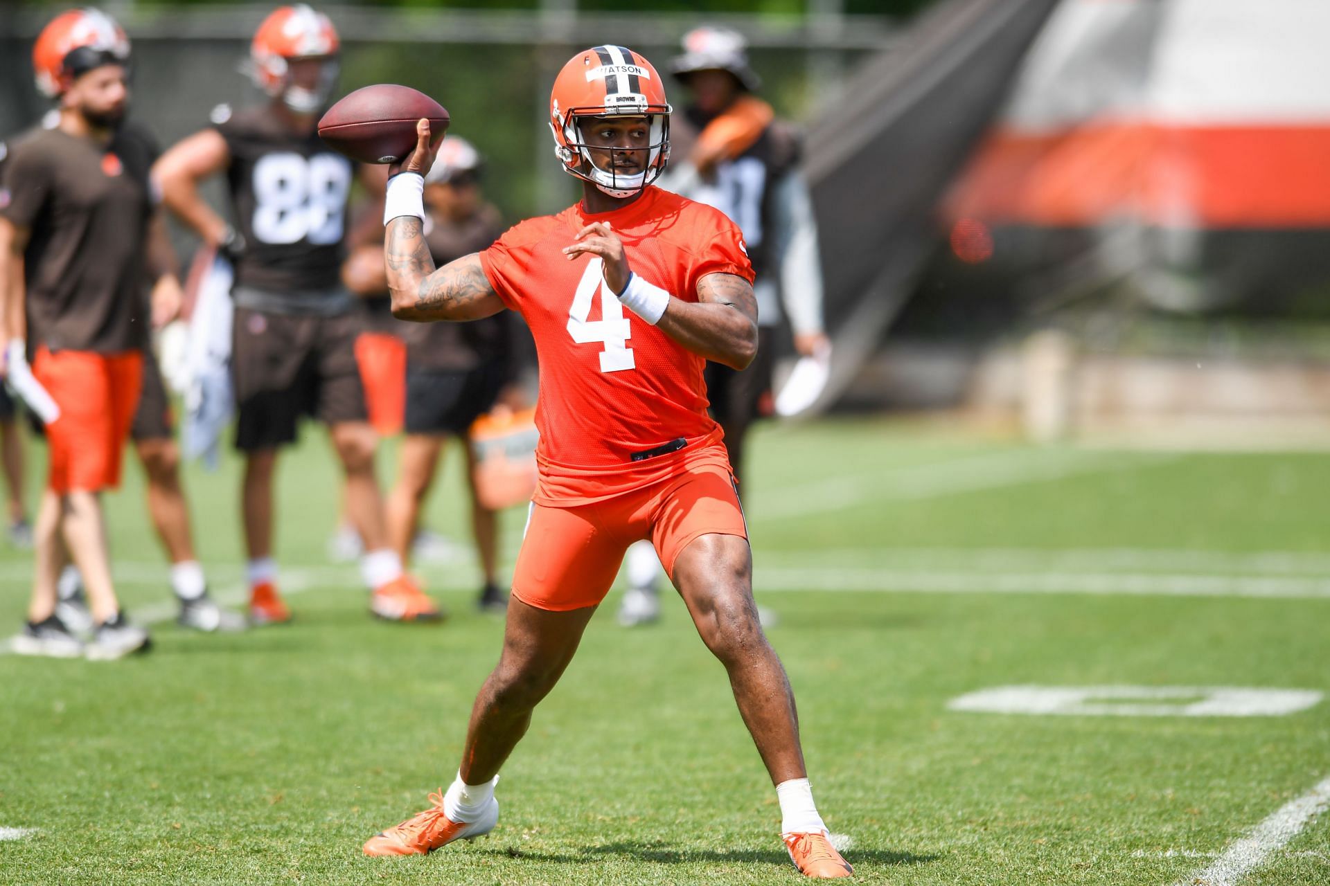 Cleveland Browns quarterback Deshaun Waton during offseason practice