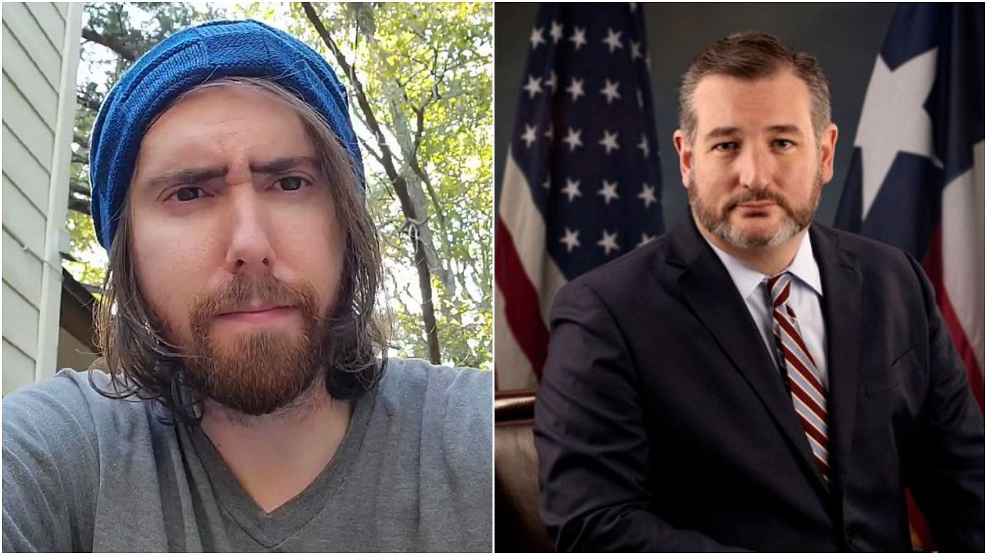 Asmongold was surprised to see Senator Ted Cruz respond to his question about loot boxes (Images via Twitter)