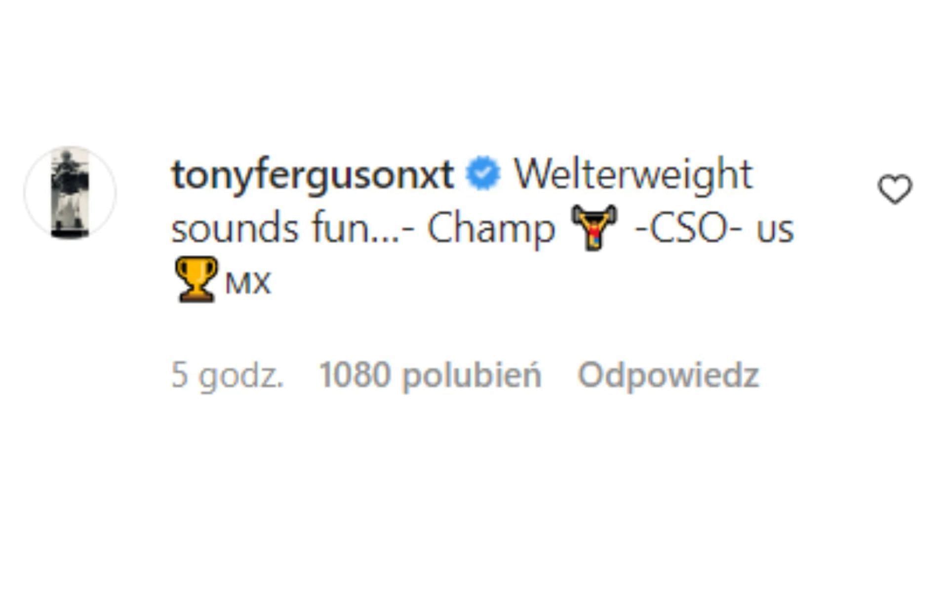 Ferguson&#039;s comment on the Instagram post