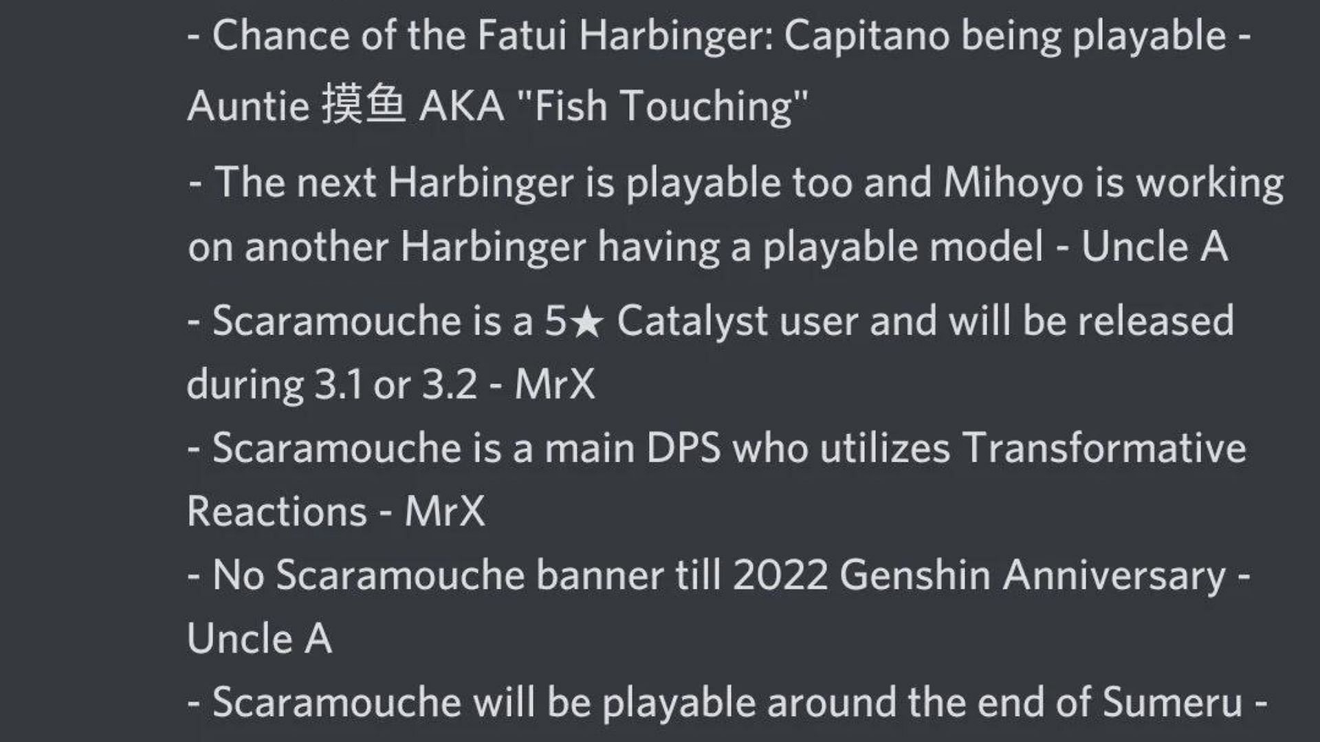 Leaks about playable Harbingers in future (Image via Genshin Impact)
