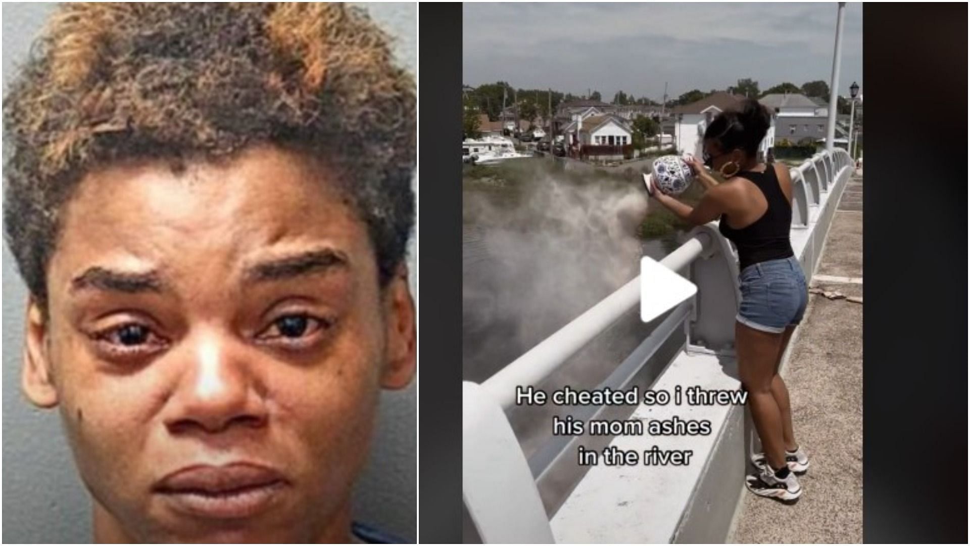 Woman arrested after disposing ex&#039;s mother&#039;s ashes (Image via YouTube, and @starringsaraa/TikTok)