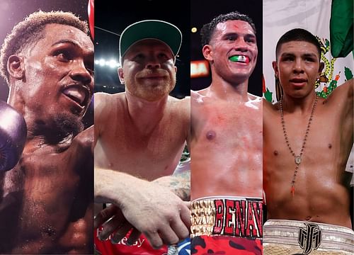 Jermall Charlo (left), Canelo Alvarez (left center), David Benavidez (right center), Jaime Munguia (right)