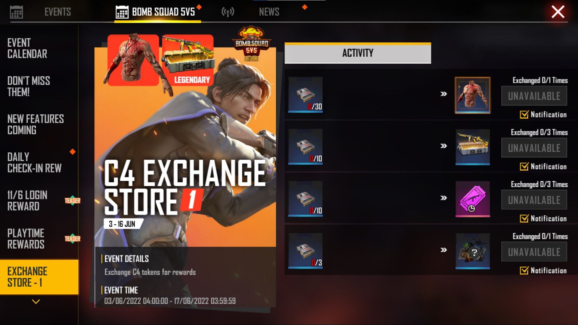Exchange Store 1 started a few days back (Image via Garena)