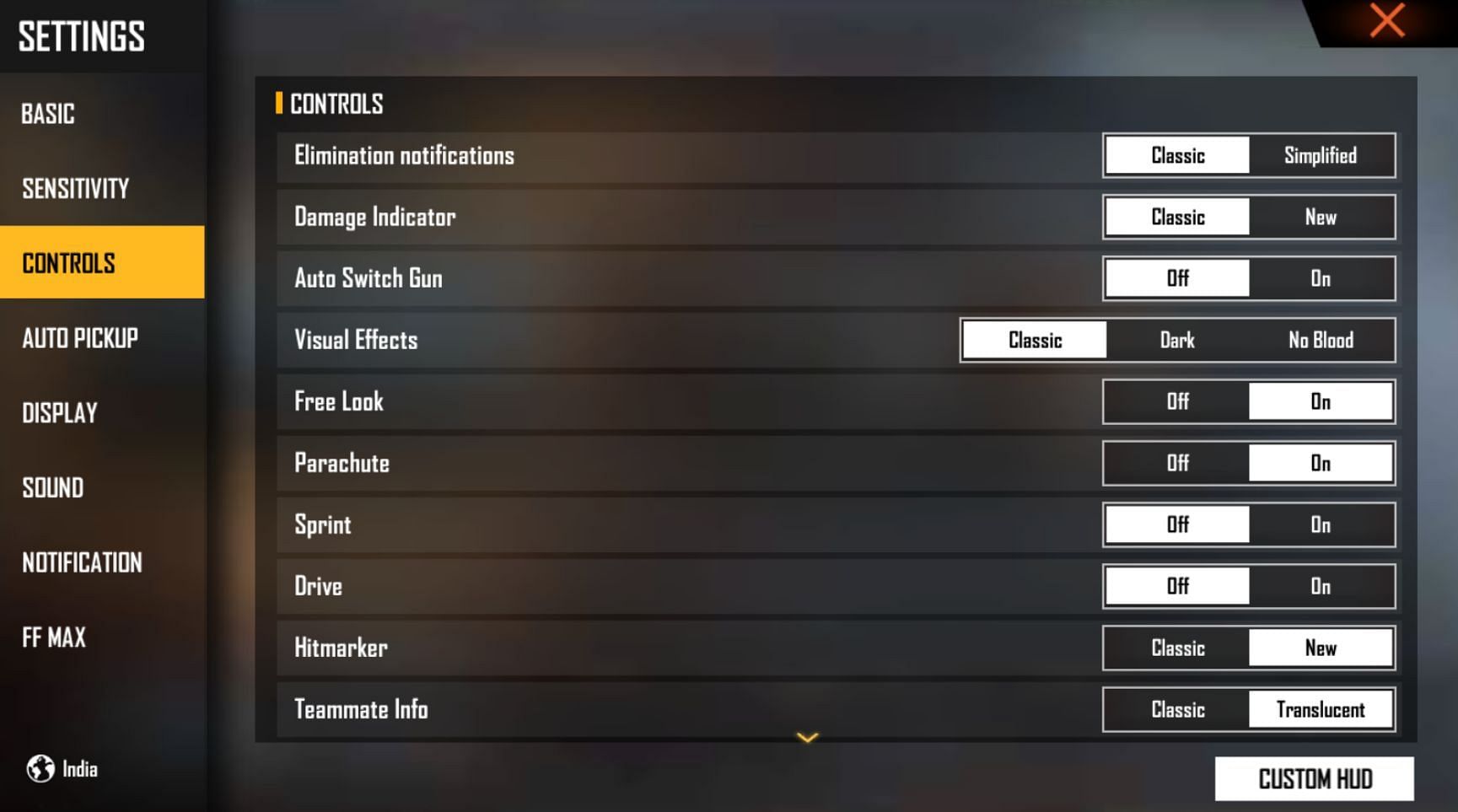 Best Free Fire MAX control settings for rush gameplay and 1v4