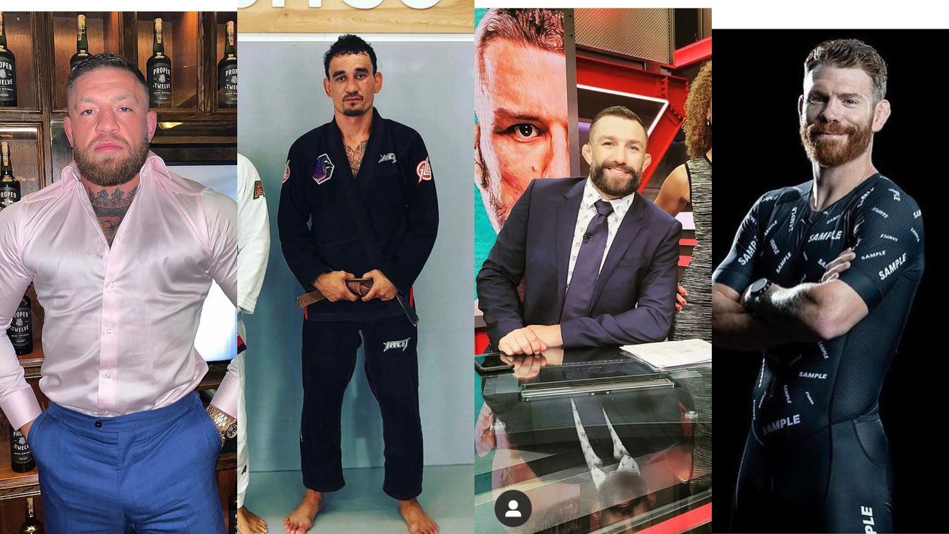Conor McGregor (far left), Max Holloway (second from left), Michael Chiesa (second from right), and Paul Felder (far right) [Images courtesy: @thenotoriousmma, @blessedmma, @mikemav22, @felderpaul on Instagram]
