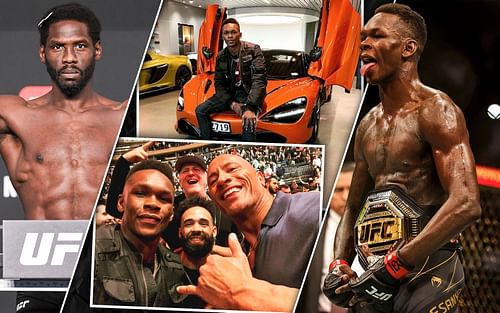 Jared Cannonier (Left), Israel Adesanya with fans (Center)(via @stylebender on Instagram), Israel Adesanya (Right)