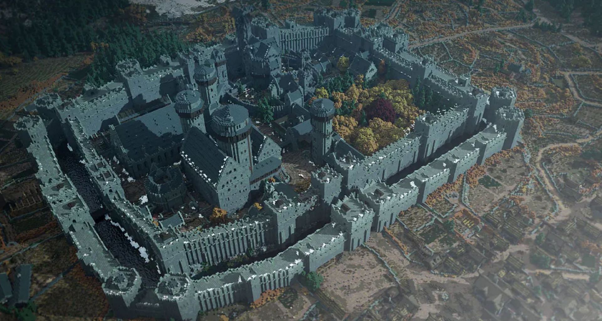 The icy castle of Winterfell in Westeroscraft (Image via Westeroscraft)
