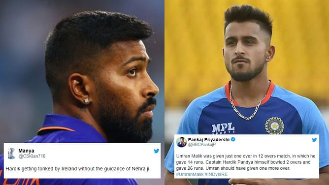 "Getting harassed by farmers"- Fans troll 'selfish' captain Hardik Pandya for leaking runs vs IRE