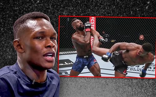 Israel Adesanya (left), Joaquin Buckley vs. Impa Kasanganay (Right) (Images courtesy of @FREESTYLEBENDER YouTube and @justmmanyc Twitter)