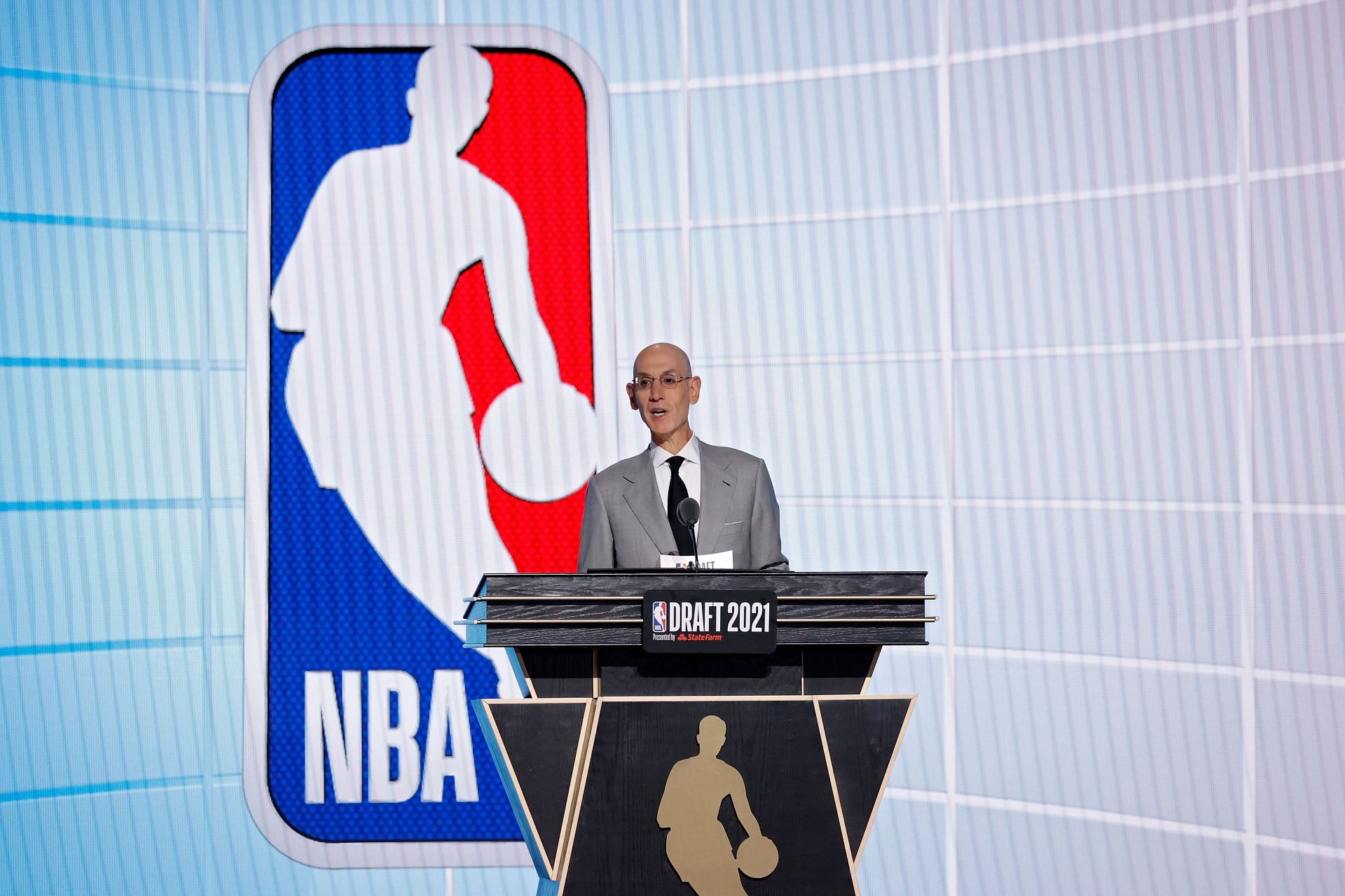 NBA Commissioner Adam Silver speaks during the 2021 NBA Draft.