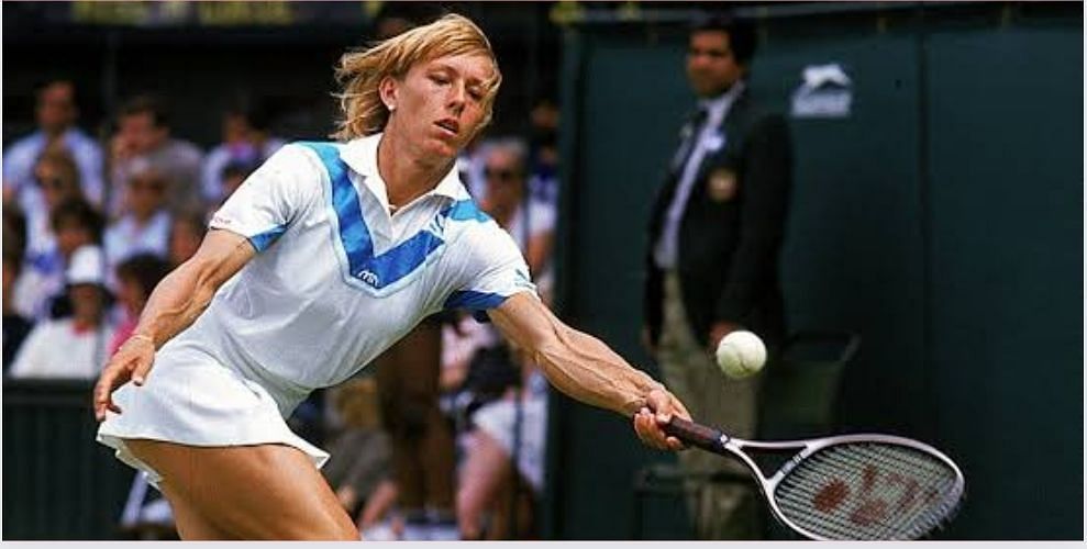 Martina Navratilova in action at the Wimbledon Championships