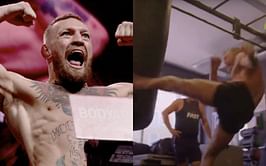 Watch: Conor McGregor tests out his new 'titanium shin bone', hits pads with crushing kicks after horrific leg break
