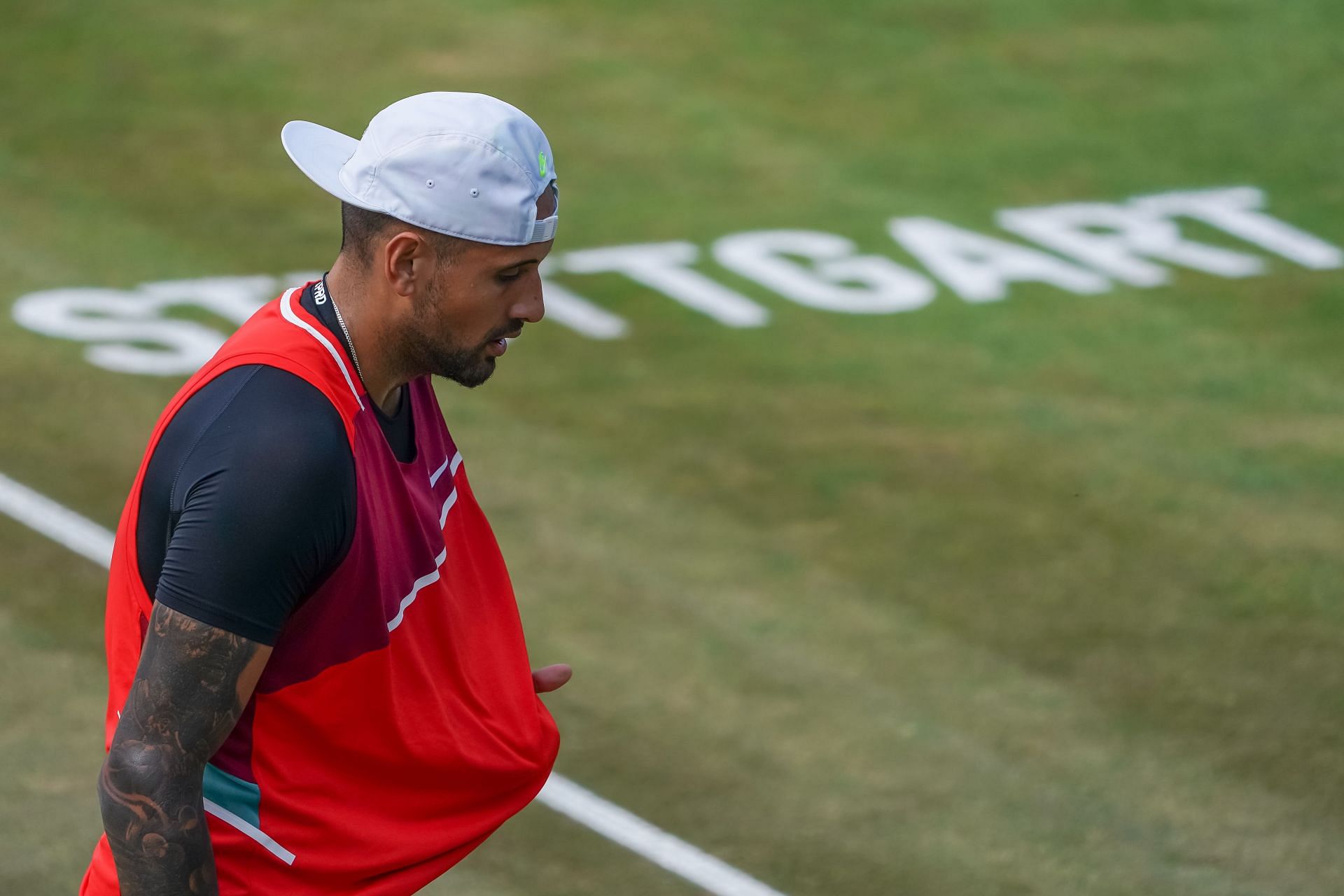 Nick Kyrgios in action at the Stuttgart Open.